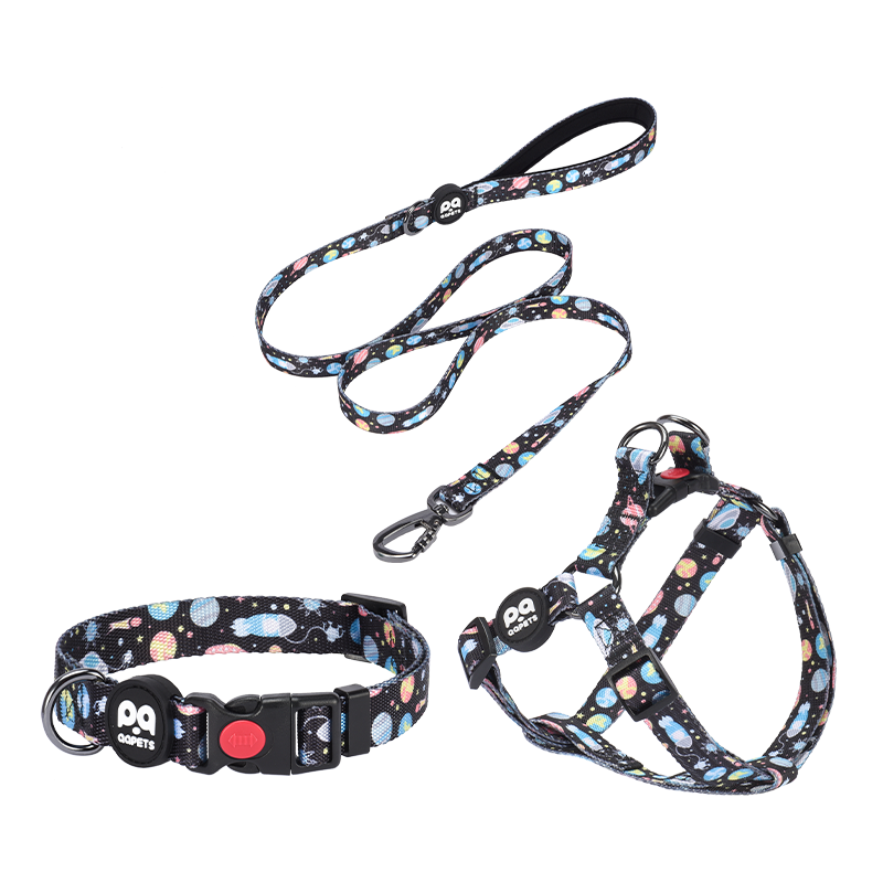 Pet manufacturers wholesale printed no pull dog harness set custom luxury training Part Dog Strap Harness Match Collar Leash