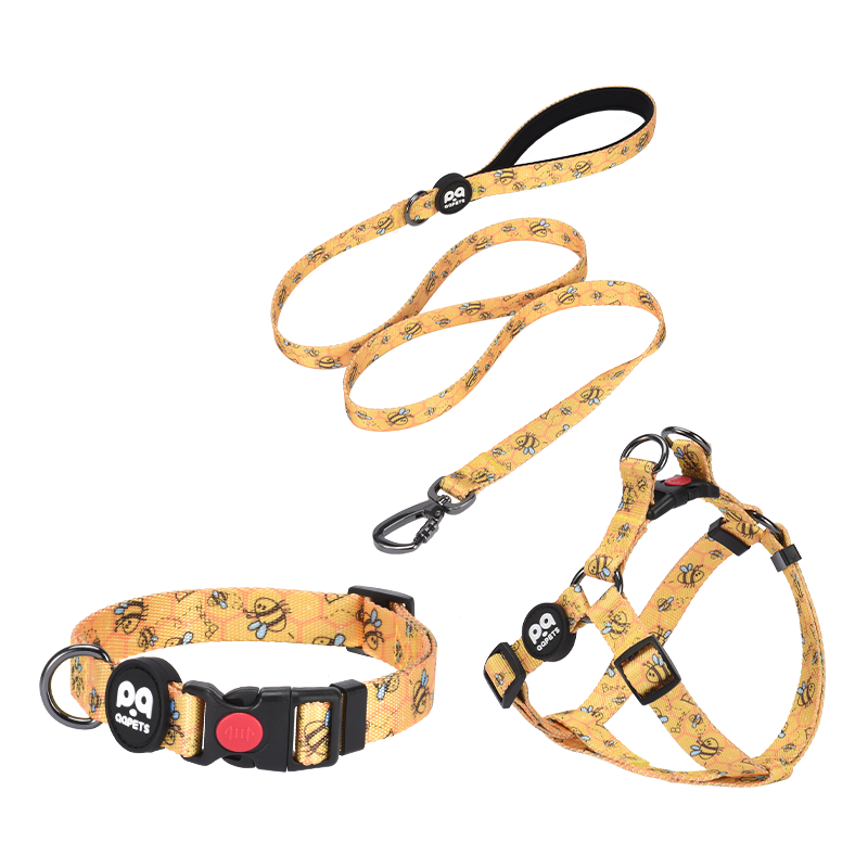Pet manufacturers wholesale printed no pull dog harness set custom luxury training Part Dog Strap Harness Match Collar Leash