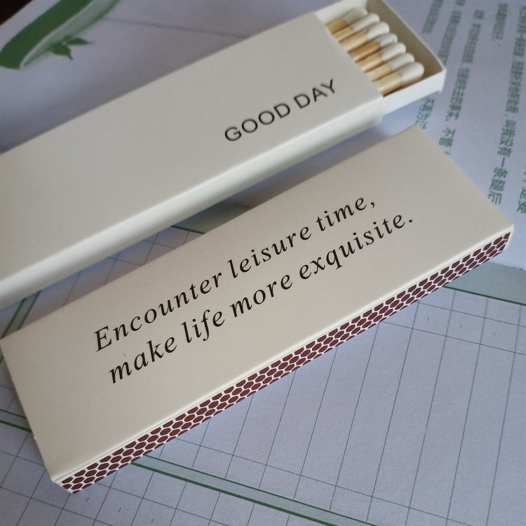 Aromatherapy candle long rod match lengthened 10cm cigar black and white head lettering cake room baking matchbox