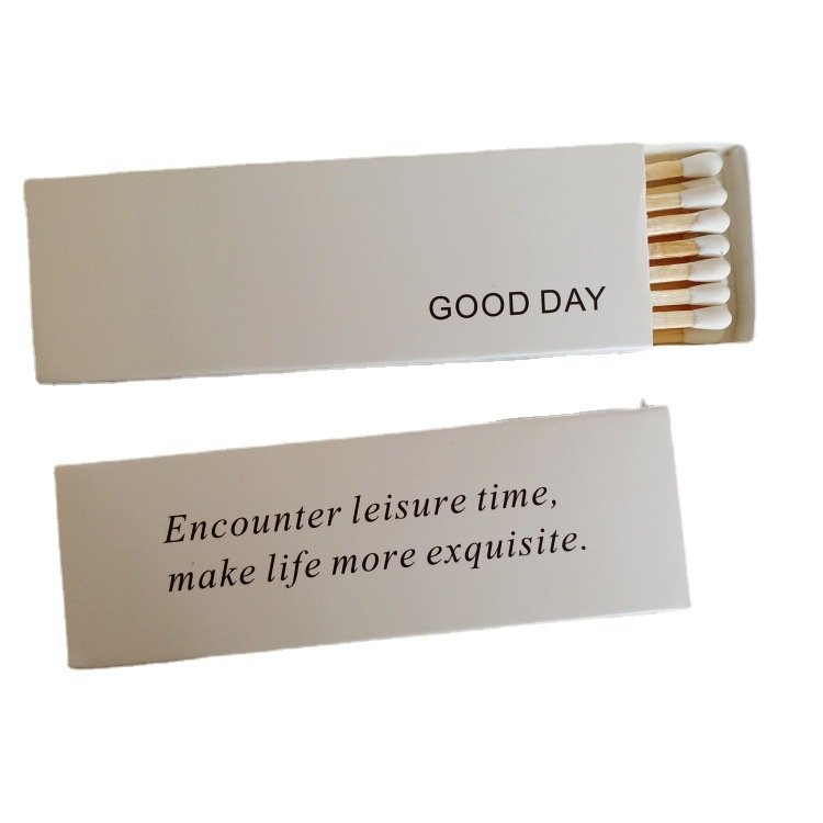 Aromatherapy candle long rod match lengthened 10cm cigar black and white head lettering cake room baking matchbox