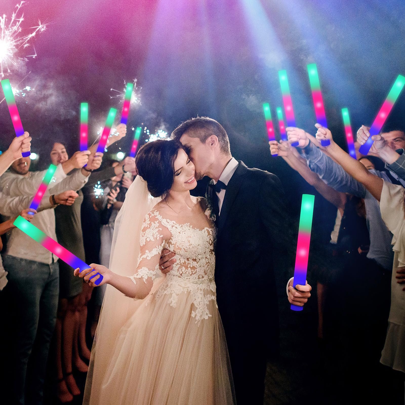 3 Modes Colorful Flashing Giant Foam Sticks Party Favors Glow in Dark Party Supplies for Wedding Concert New Year Carnival