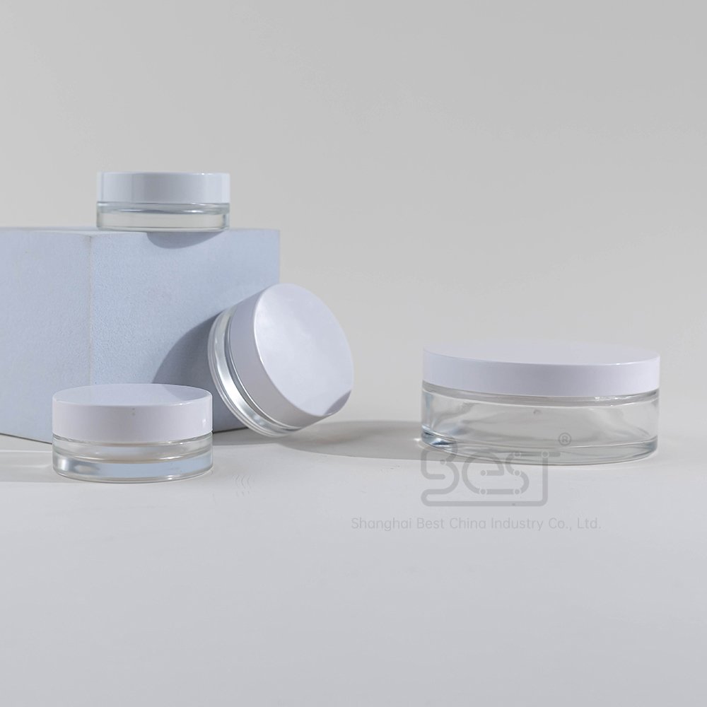 unique custom matches glass jar 10g 15g 100g glass jam jar thick bottom glass cosmetic jar set with luxury gold screw cap