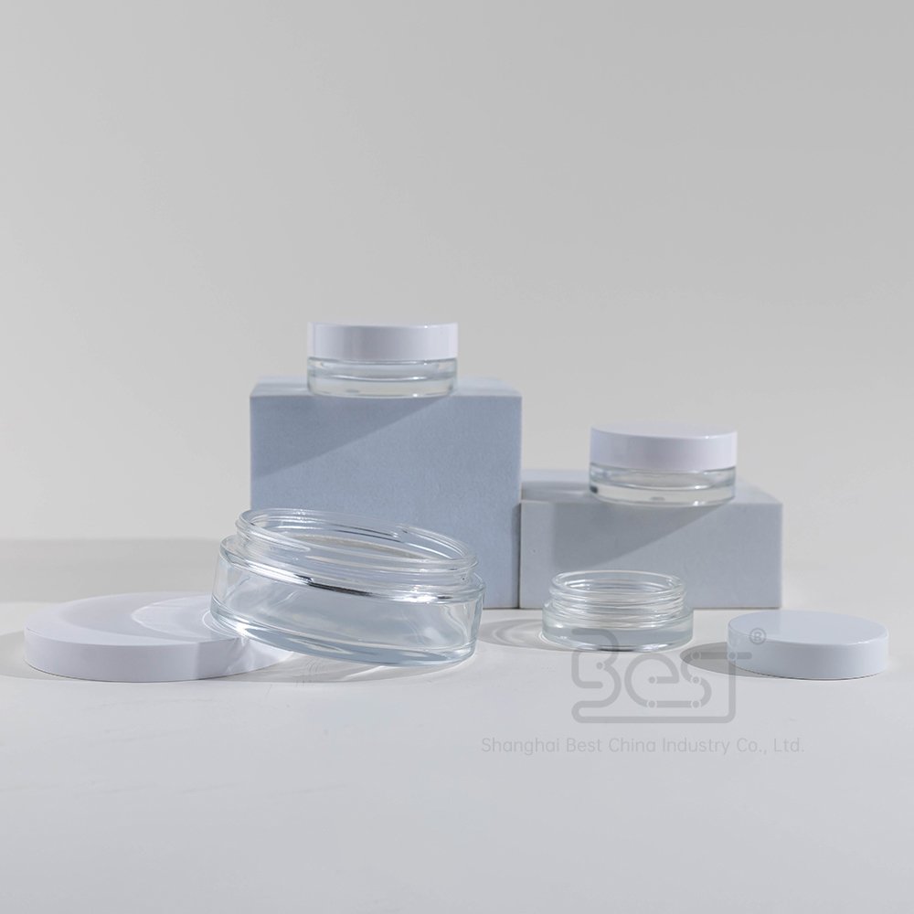 unique custom matches glass jar 10g 15g 100g glass jam jar thick bottom glass cosmetic jar set with luxury gold screw cap