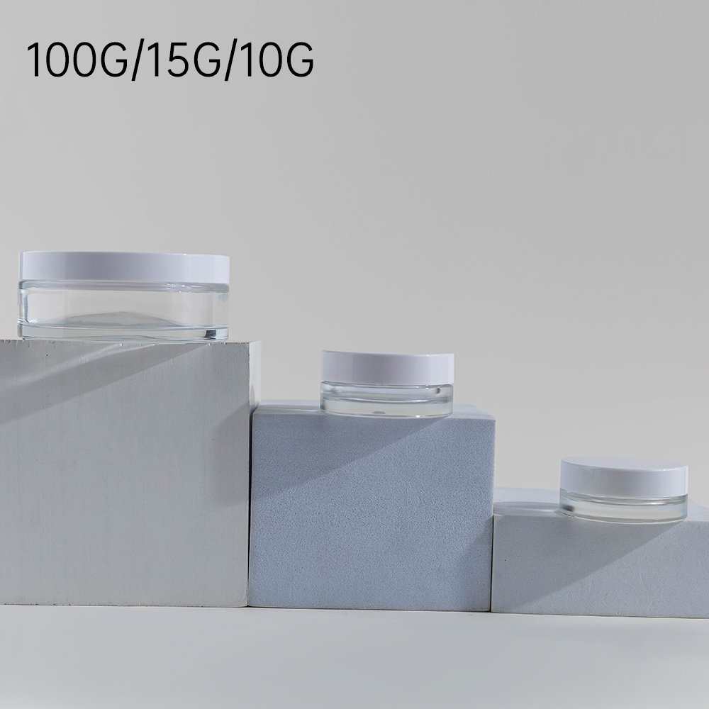 unique custom matches glass jar 10g 15g 100g glass jam jar thick bottom glass cosmetic jar set with luxury gold screw cap