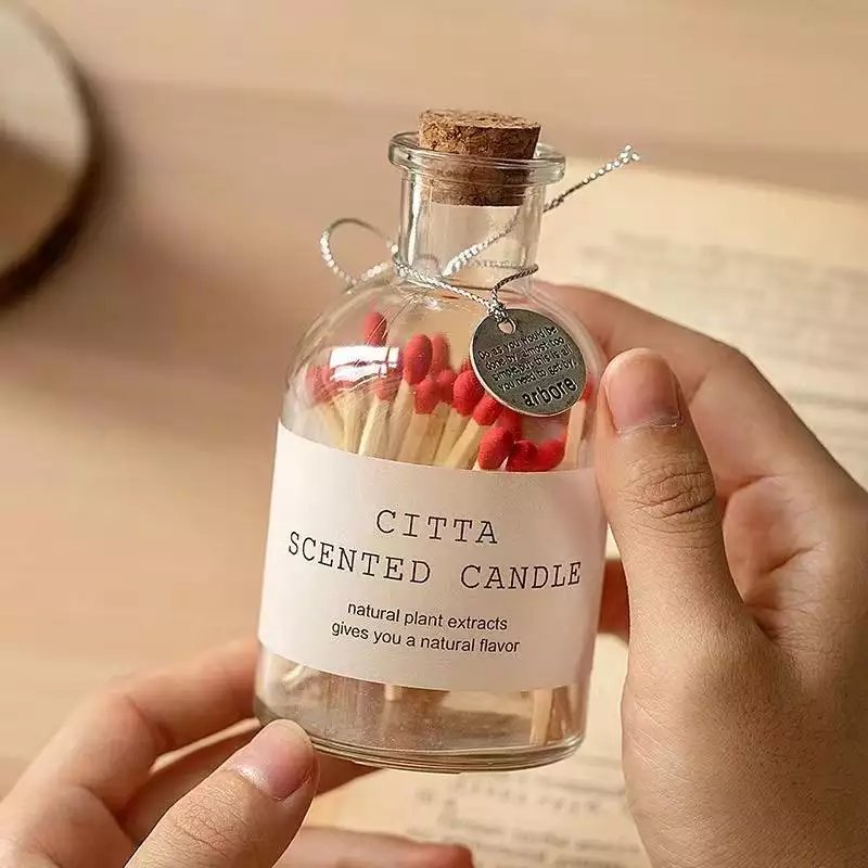 Empty clear Stylish Safety Matches Glass Jar 120ml 250ml glass Bottles With Wood Lid For Candles wholesale