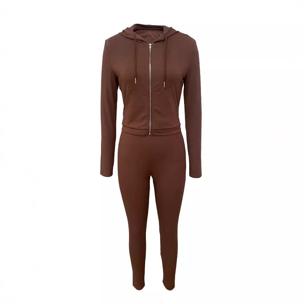 X16548C Casual Sporty 2 Piece Sets Women long sleeve zipper hoodie with bodycon pants Matching Autumn Fitness Tracksuits