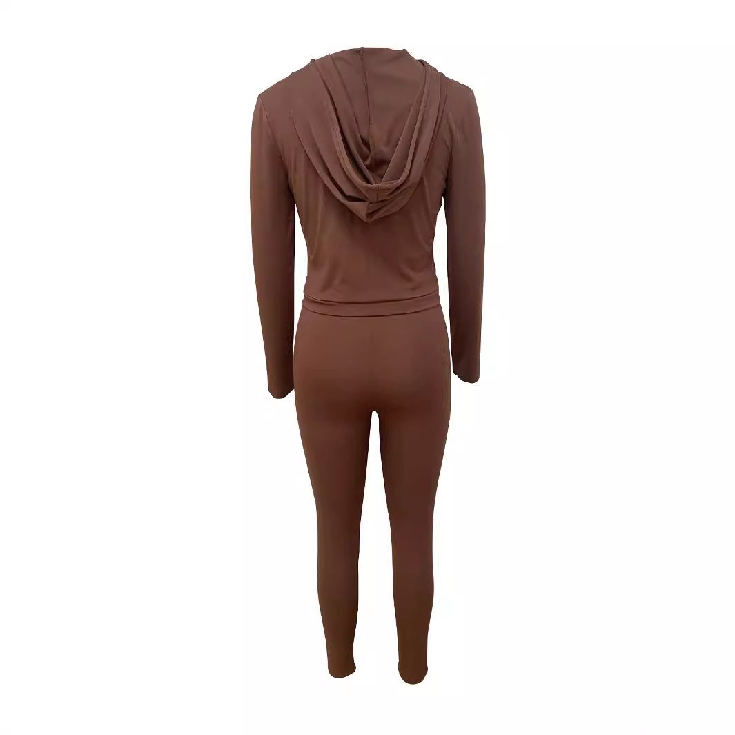 X16548C Casual Sporty 2 Piece Sets Women long sleeve zipper hoodie with bodycon pants Matching Autumn Fitness Tracksuits