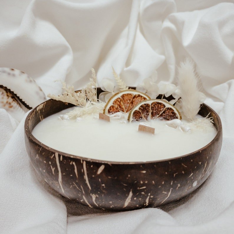scented luxury unique customized strong label candles coconut candle home personalized strong wedding coconut shell candles