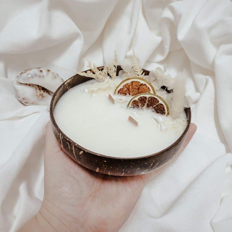 scented luxury unique customized strong label candles coconut candle home personalized strong wedding coconut shell candles