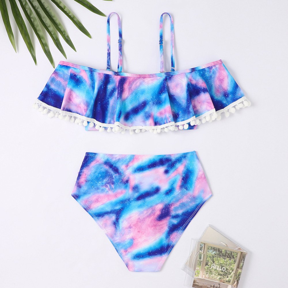 Teen Swimsuit Sweet Smile Printed Striped Bikini Mommy & me Monokini Family Matching Swimwear For Mother Daughter