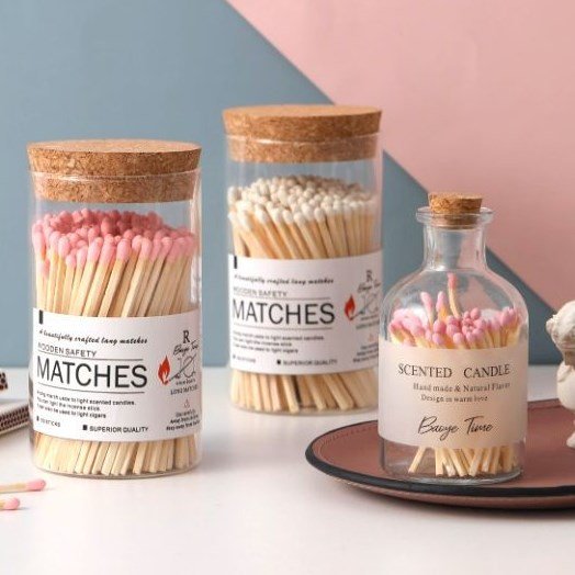 popular lighting colored fire safety reusable luxury long matches in bottle