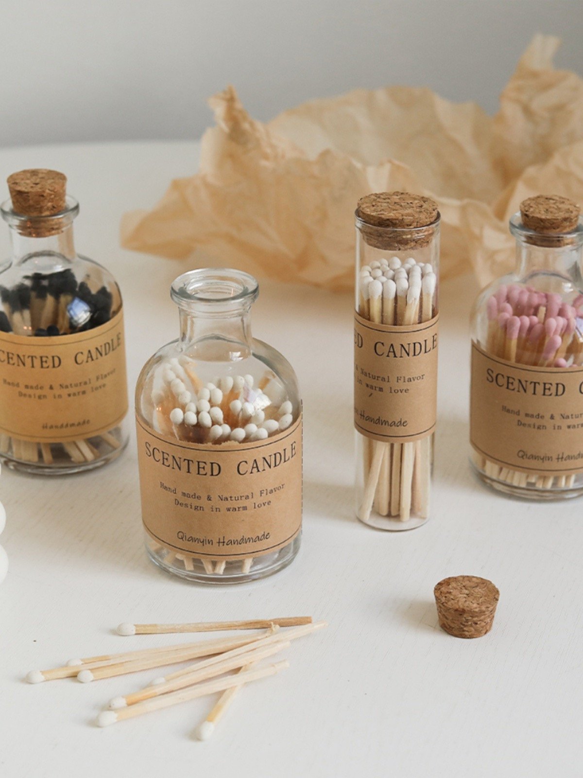 INS Aromatherapy Candle Cup Extended Match Bottle 10cm Vintage Creative Match Glass Bottle Aromatherapy Match