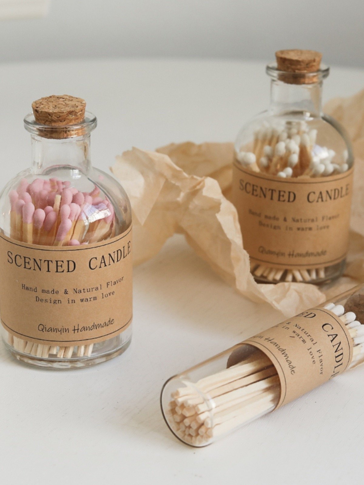 INS Aromatherapy Candle Cup Extended Match Bottle 10cm Vintage Creative Match Glass Bottle Aromatherapy Match