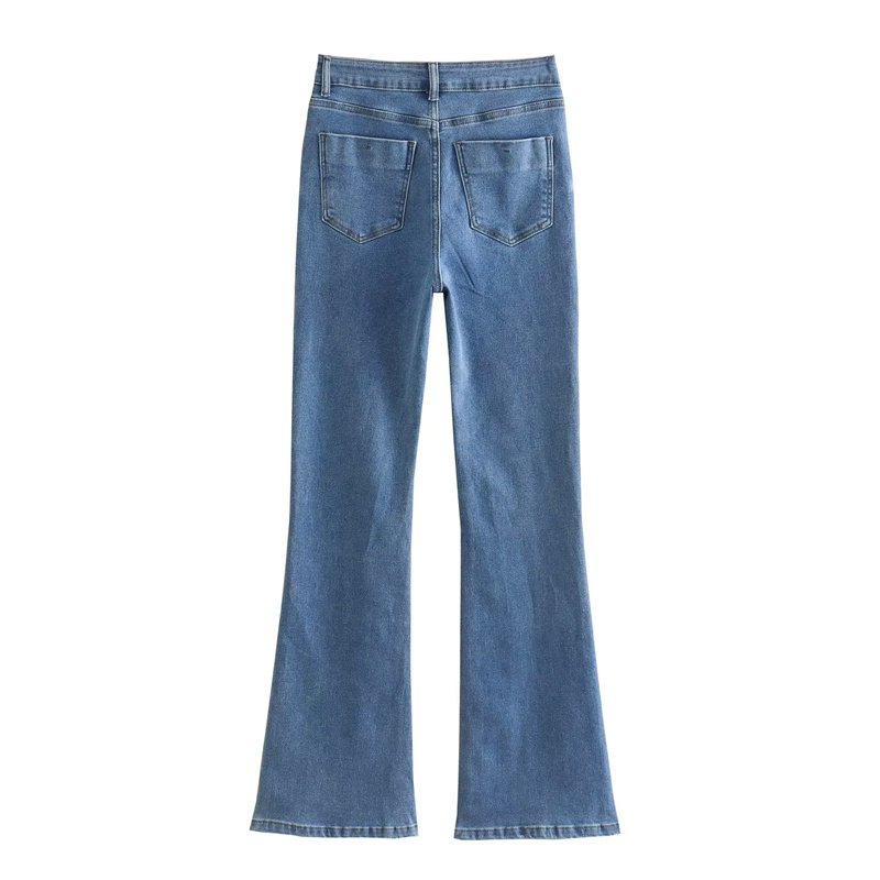 TAOP&ZA 2023 new retro women's wholesale all-match thin trousers high waist flared elastic washed jeans 7223025