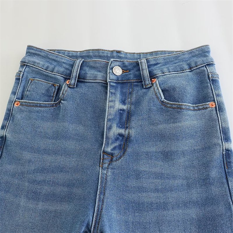 TAOP&ZA 2023 new retro women's wholesale all-match thin trousers high waist flared elastic washed jeans 7223025