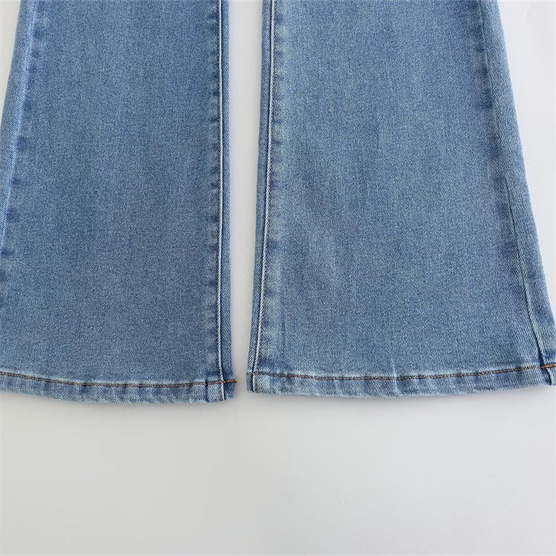 TAOP&ZA 2023 new retro women's wholesale all-match thin trousers high waist flared elastic washed jeans 7223025