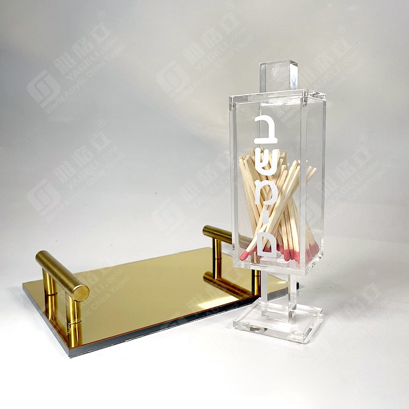 Clear Custom Square Magnetic Lid Acrylic Home Personalized match Box Lucite match Holder