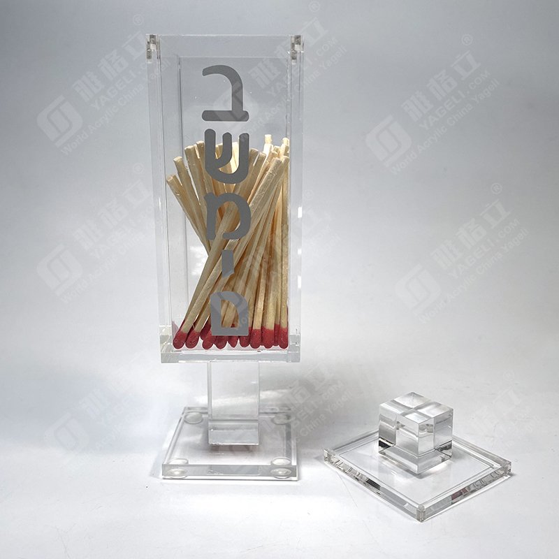 Clear Custom Square Magnetic Lid Acrylic Home Personalized match Box Lucite match Holder