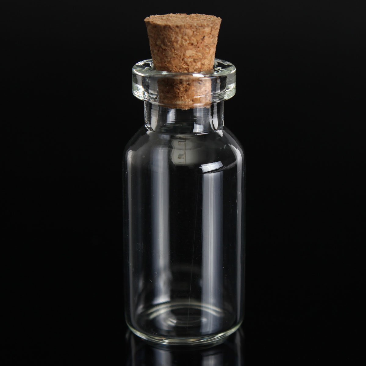 Wholesale mini wishing bottle 5ml 10ml 15ml 20ml 25ml glass vials Custom Logo Clear Glass Match Storage Jar with cork stopper