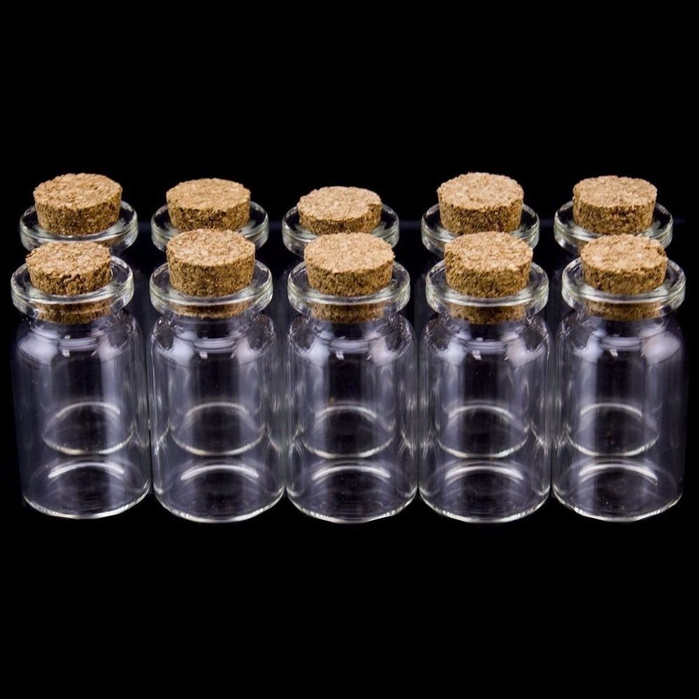 Wholesale mini wishing bottle 5ml 10ml 15ml 20ml 25ml glass vials Custom Logo Clear Glass Match Storage Jar with cork stopper