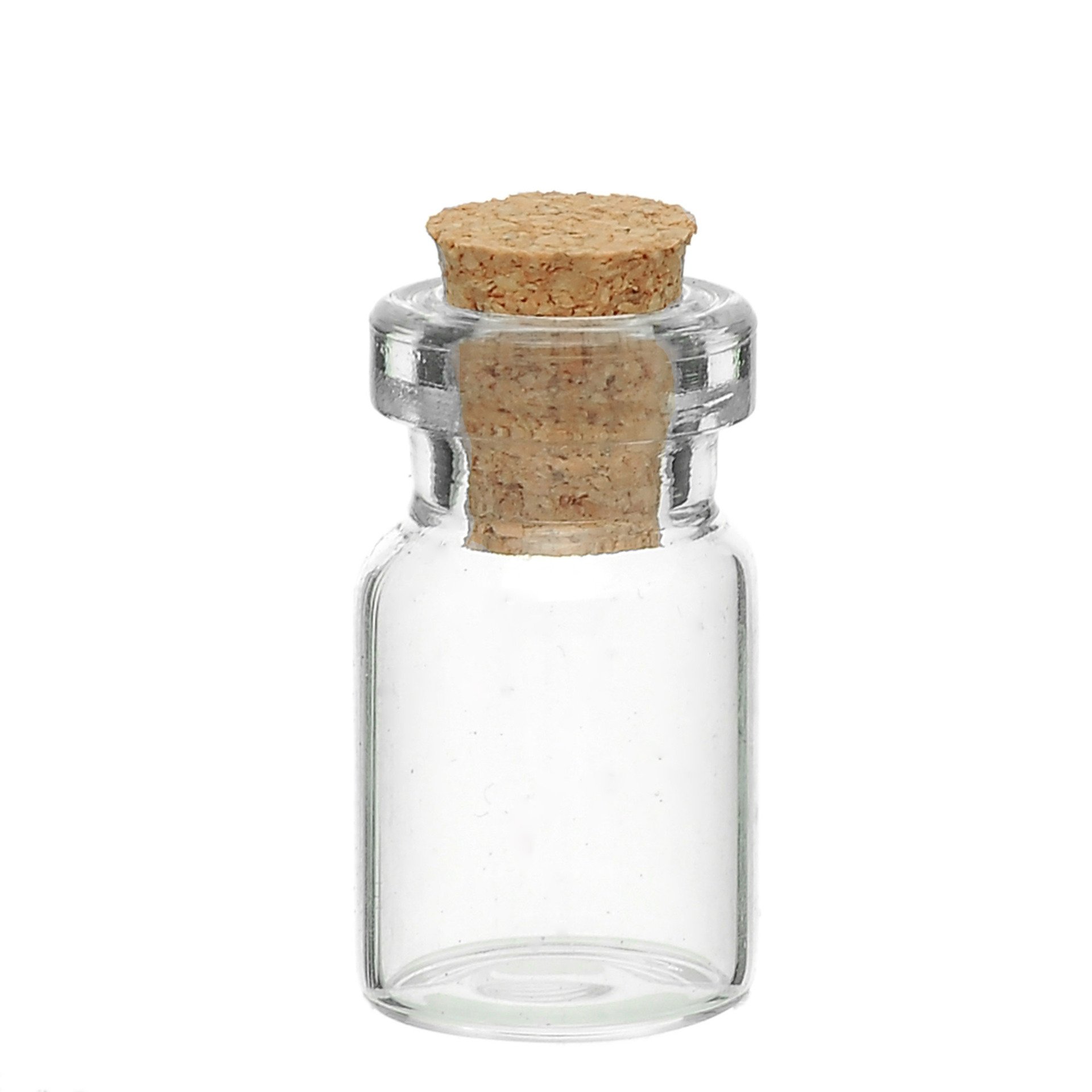 Wholesale mini wishing bottle 5ml 10ml 15ml 20ml 25ml glass vials Custom Logo Clear Glass Match Storage Jar with cork stopper