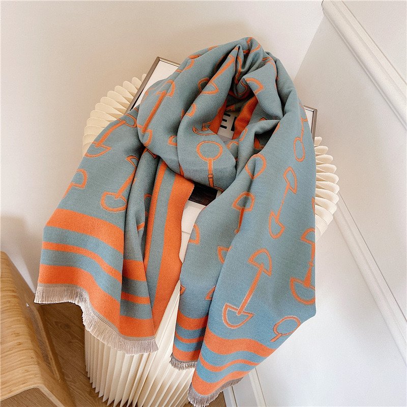 Autumn and winter imitation cashmere scarf Double-sided printing Women's scarf Thermal shawl all-match