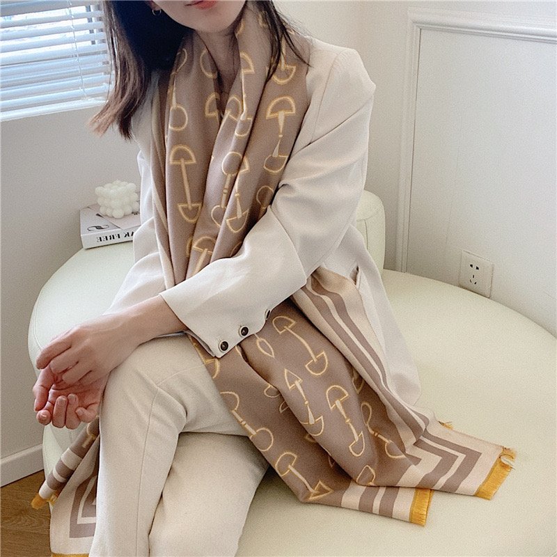 Autumn and winter imitation cashmere scarf Double-sided printing Women's scarf Thermal shawl all-match