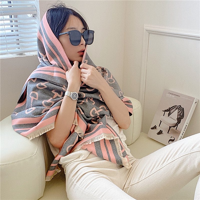 Autumn and winter imitation cashmere scarf Double-sided printing Women's scarf Thermal shawl all-match