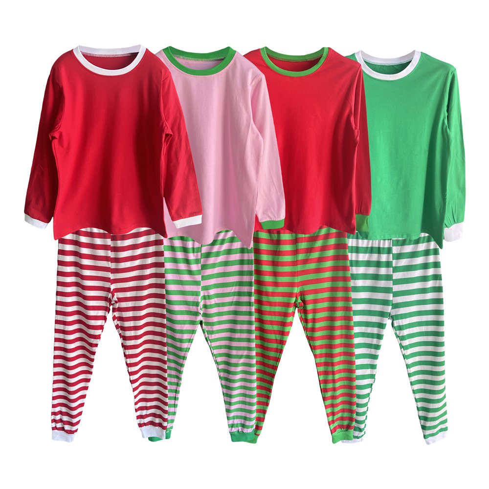 2024 Custom Print Sublimation Xmas Winter Warm Soft Pants Pyjamas Blank Cotton Pajamas Set Matching Christmas Pajamas for Family