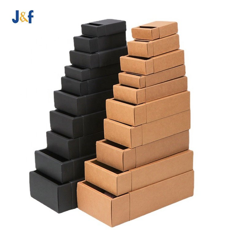 luxury cardboard rigid rectangle gift packaging paper box Logo printing kraft paper drawer box