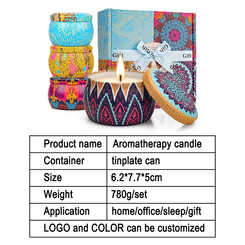 Hot Sales Wholesale Luxury Gift Set Metal Aroma Tins Jar Candle Natural Soy Wax Scented Candles