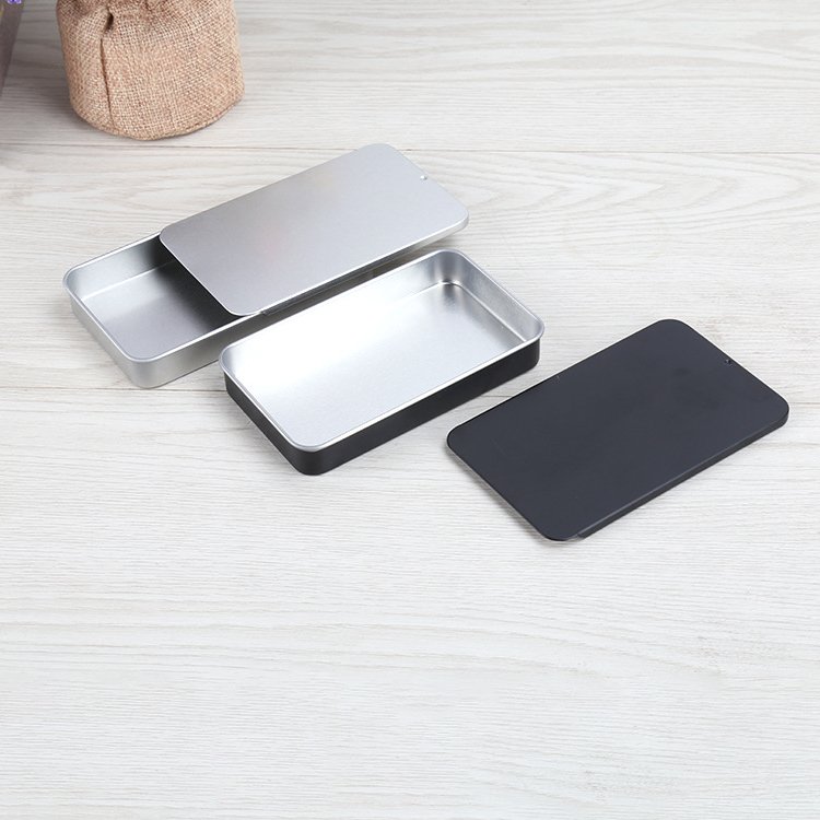 110X65X16mm Rectangle Black Pills Chewing Gum Cosmetic Packaging Slide Top Metal Tins Slide Tin