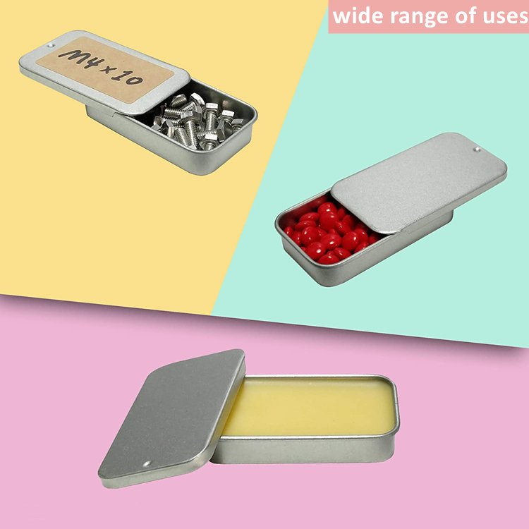 110X65X16mm Rectangle Black Pills Chewing Gum Cosmetic Packaging Slide Top Metal Tins Slide Tin