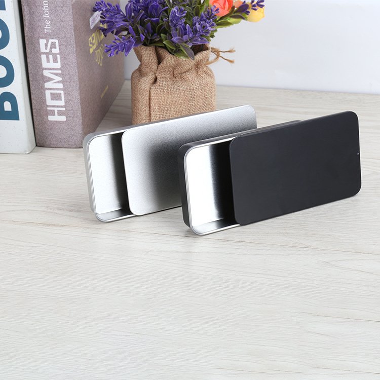 110X65X16mm Rectangle Black Pills Chewing Gum Cosmetic Packaging Slide Top Metal Tins Slide Tin