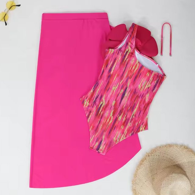 GX263W Wholesale Women Elegant Swimwear Vendors Printed One Piece Swimsuit and Cover Up Matching Suit Boho Printed Bathing Suit