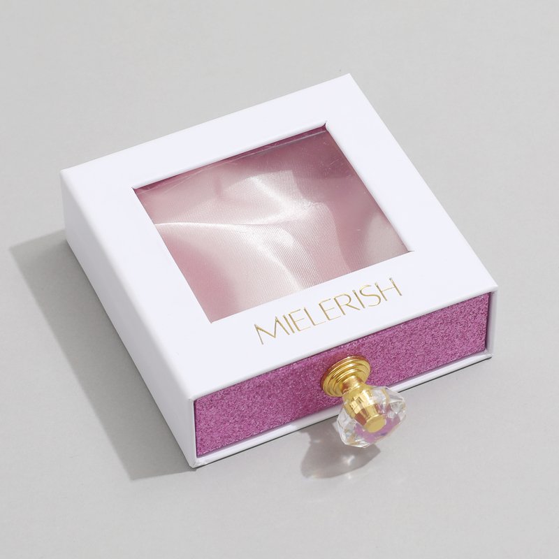 Custom Logo Satin Crystal Jewellery Gift Packaging Box Drawer Jewelry Necklaces Bracelets Earrings Box with PVC Window