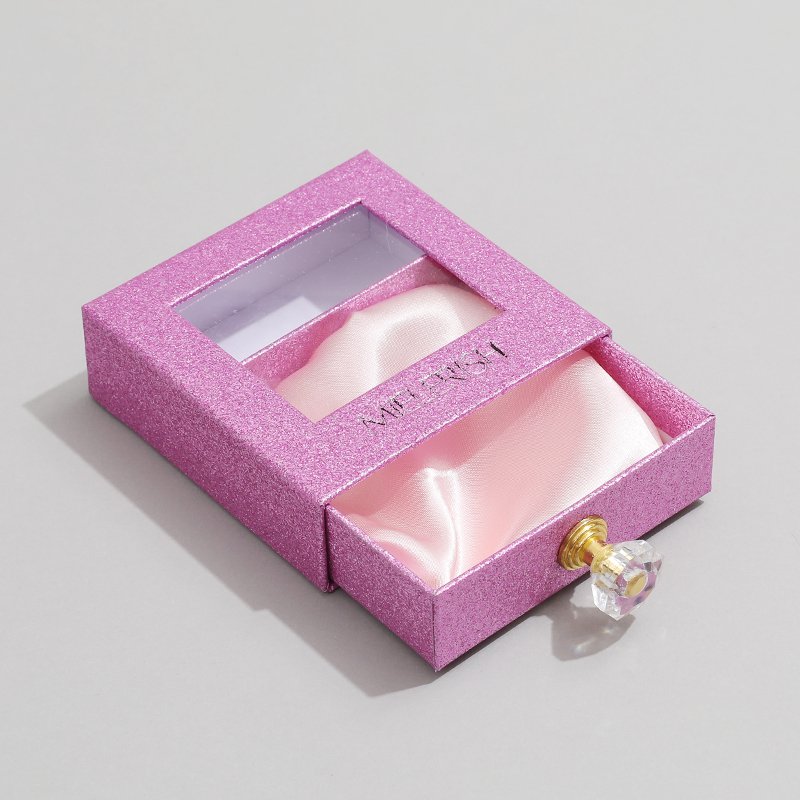 Custom Logo Satin Crystal Jewellery Gift Packaging Box Drawer Jewelry Necklaces Bracelets Earrings Box with PVC Window