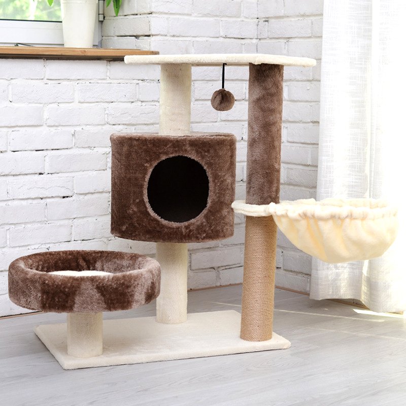 Autumn And Winter Quality Color Matching Platform Cat Nest Comfortable Felt Sisal Toy Cat Tree