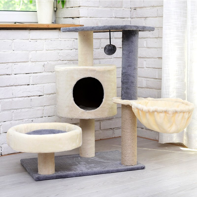 Autumn And Winter Quality Color Matching Platform Cat Nest Comfortable Felt Sisal Toy Cat Tree