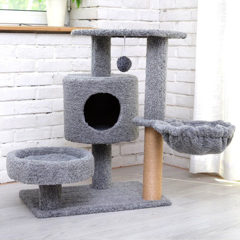 Autumn And Winter Quality Color Matching Platform Cat Nest Comfortable Felt Sisal Toy Cat Tree
