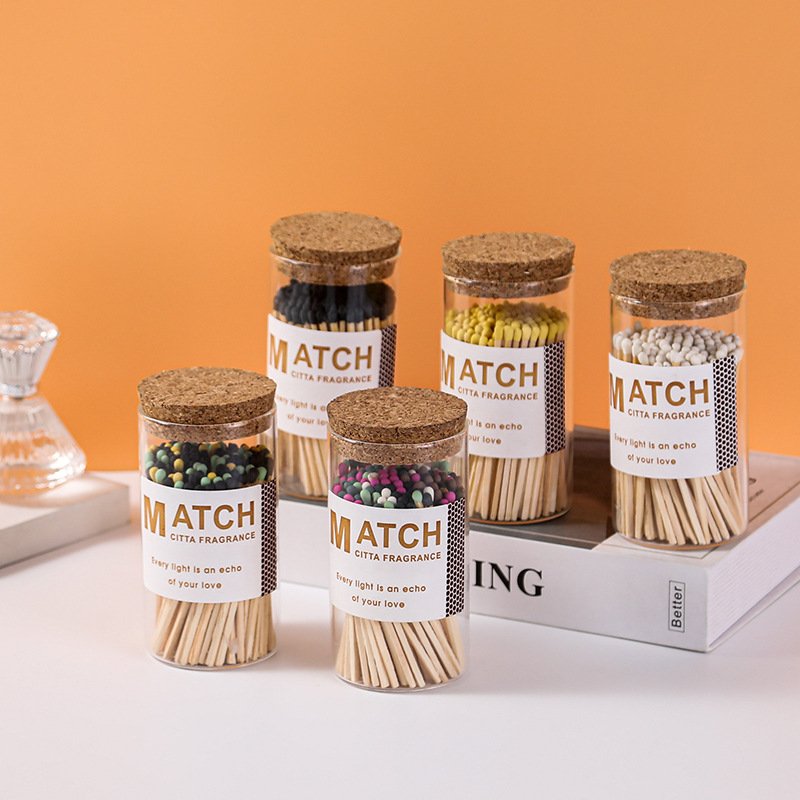 Creative matches wholesale scented candles special boxed wooden stem matches disposable matches hotel wedding matchbox