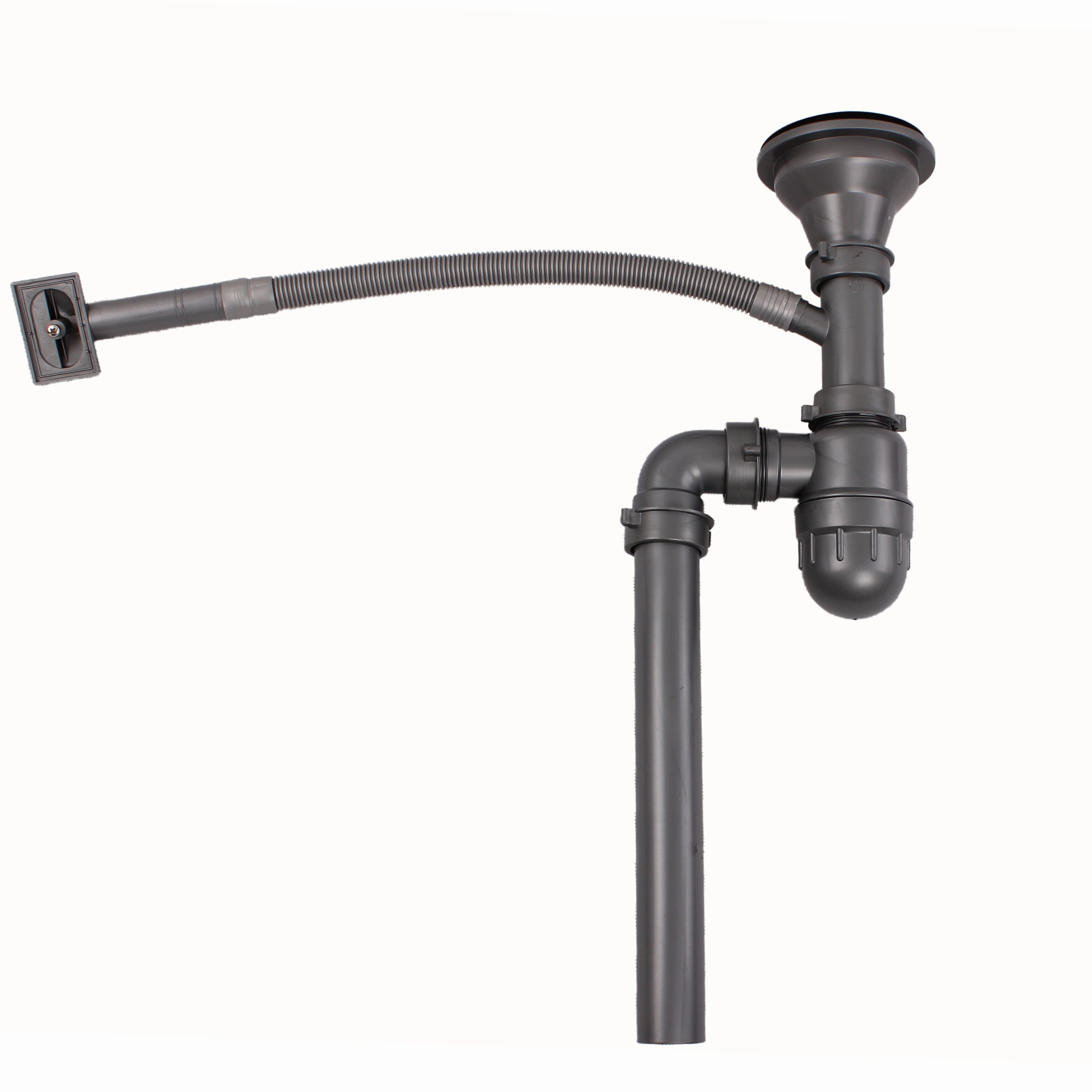 top-grade PP shine waste pipe drain pipe P trap postposition drainer plastic kitchen sink drain pipe Free match drainage system