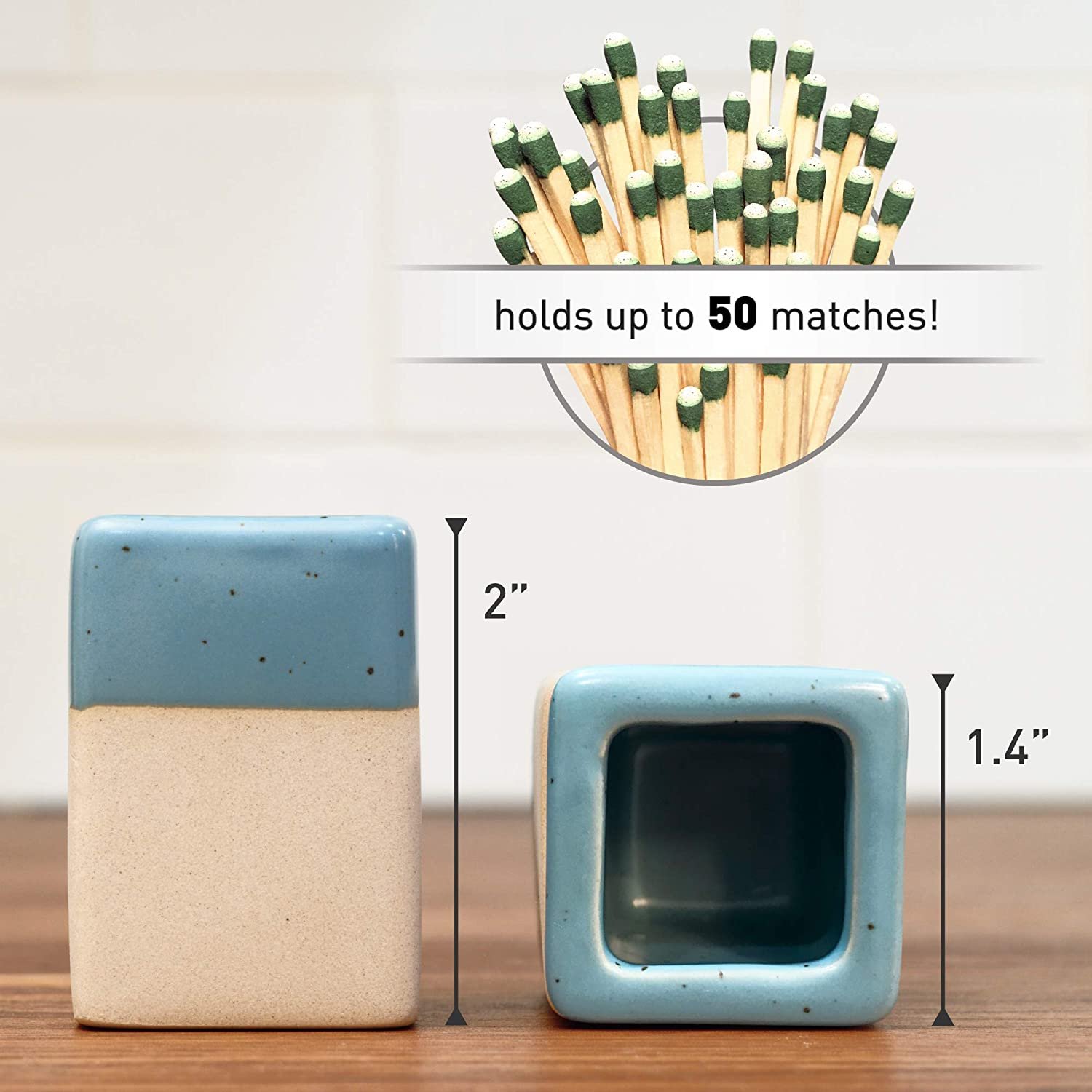 Custom logo clay ceramic match stick holder with striker