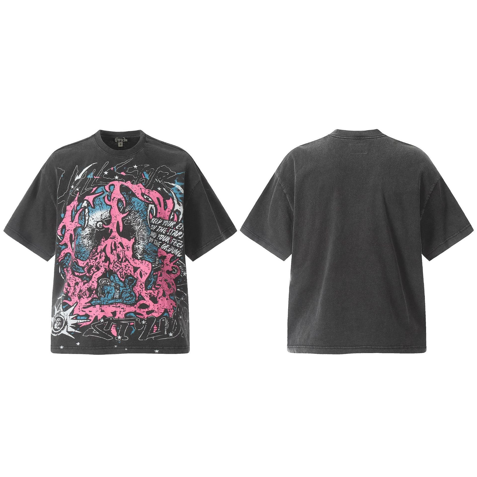 2024 Summer New Arrival American Men's Loose Short-sleeved Crewneck T-shirt Retro All-match Casual Half-sleeved T-shirt
