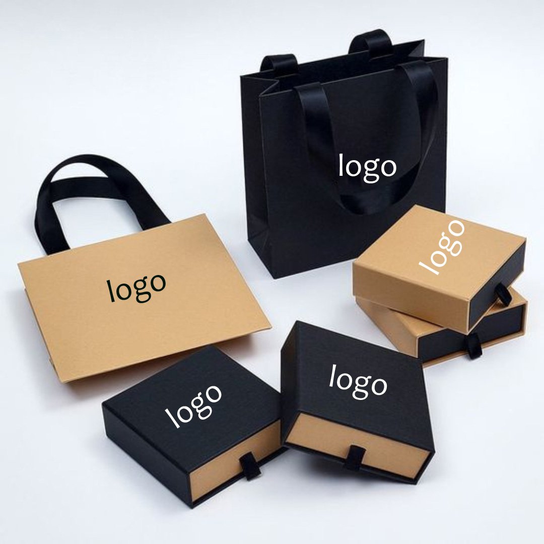 Luxury Cardboard Drawer Jewelry Box with Ribbon Handle & Velvet EVA Insert Matching Paper Bag Set