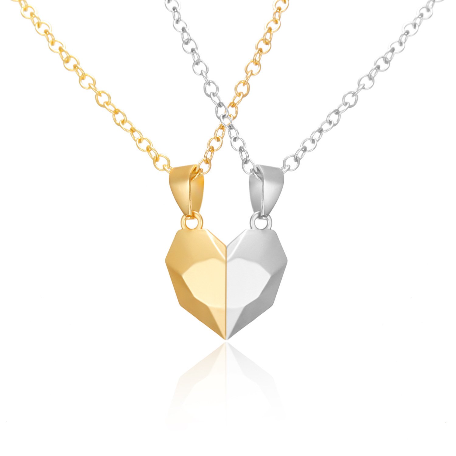 Romantic Valentine's Day Magnet Wish Stone Couple Necklace Jewelry Magnetic Love Heart Pendant Matching Magnet Heart Necklace