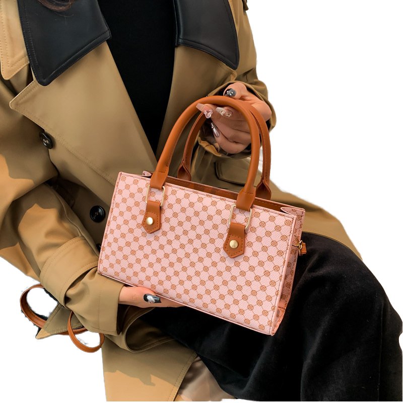 Ladies Handbags Women Bags Pu Printed Simple Square Handbag Fashionable Texture Pure Color All-Matching Cross-Body Bag