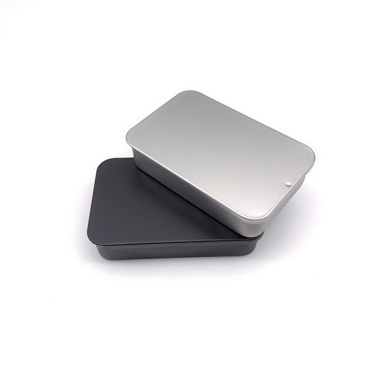 100ml 3oz Custom Logo Emboss Foam Insert Rectangular Black White Metal Push-pull Slide Up Tin