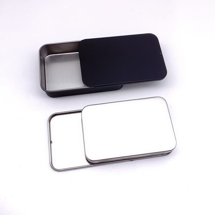 100ml 3oz Custom Logo Emboss Foam Insert Rectangular Black White Metal Push-pull Slide Up Tin