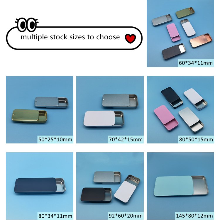 100ml 3oz Custom Logo Emboss Foam Insert Rectangular Black White Metal Push-pull Slide Up Tin